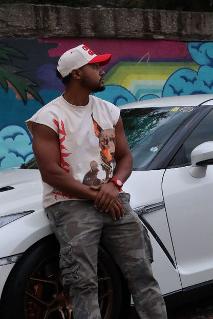 BEWARE sleeveless t-shirt.